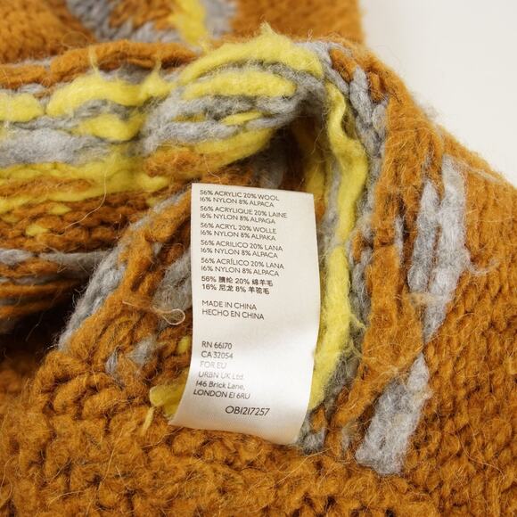 Free People Alpine Knit Pullover Yellow Cropped Sweater Womens Sz M - Picture 9 of 11